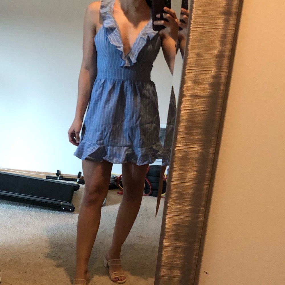 Revolve Strappy open back ruffle striped dress - Picture 4 of 7